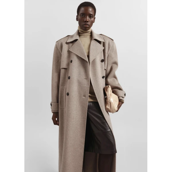 The Frankie Shop Nikola Padded Trench Coat – Taupe Melange, view 6