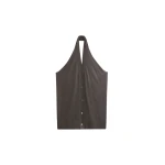 The Frankie Shop Nimi Knit Halter Top - Charcoal - Oversized Minimalist Tops in Grey - Shop at Coveti