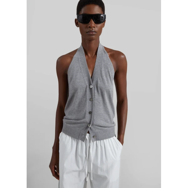 The Frankie Shop Nimi Knit Halter Top – Grey, view 2