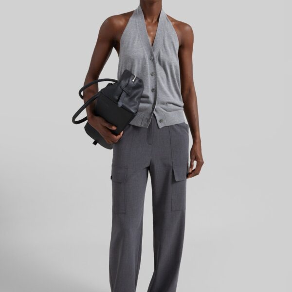 The Frankie Shop Nimi Knit Halter Top - Grey - Oversized Minimalist Tops in Grey - Shop at Coveti