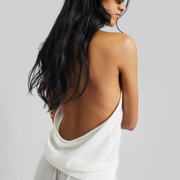 The Frankie Shop Nimi Knit Halter Top - White - Oversized Minimalist Tops in White - Shop at Coveti