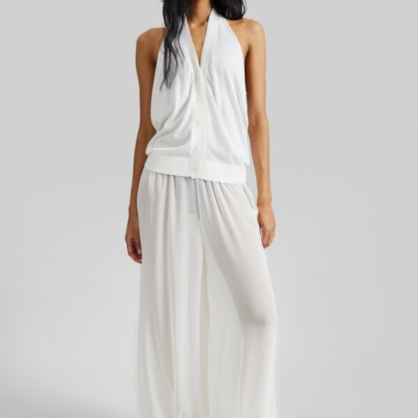 The Frankie Shop Nimi Knit Halter Top - White - Oversized Minimalist Tops in White - Shop at Coveti