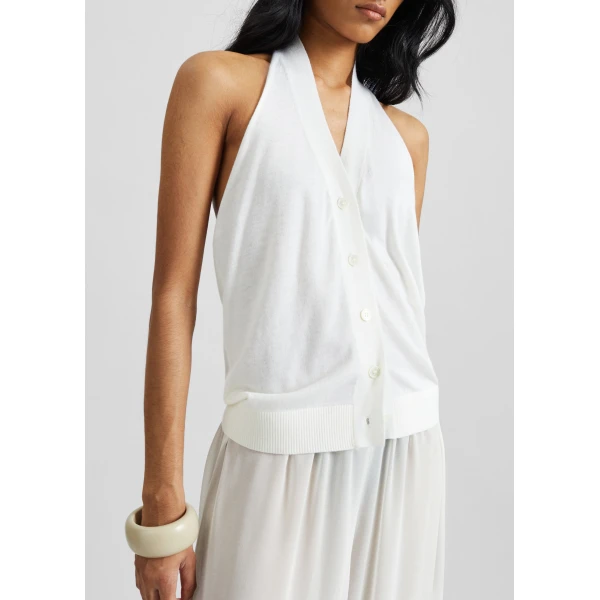 The Frankie Shop Nimi Knit Halter Top – White, view 5