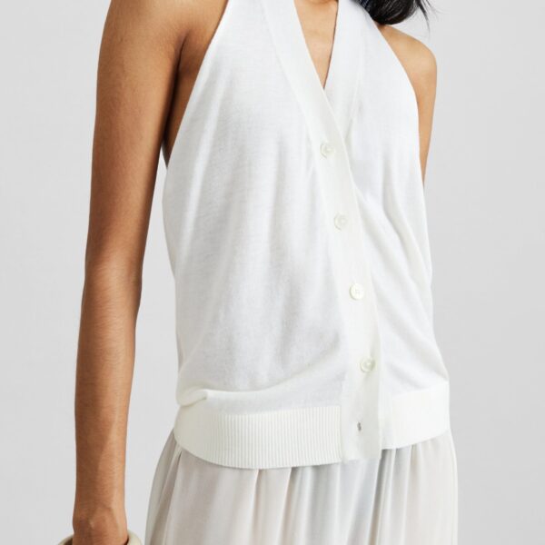 The Frankie Shop Nimi Knit Halter Top - White - Oversized Minimalist Tops in White - Shop at Coveti