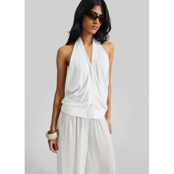 The Frankie Shop Nimi Knit Halter Top – White, view 6