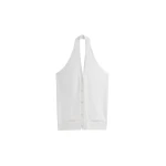 The Frankie Shop Nimi Knit Halter Top - White - Oversized Minimalist Tops in White - Shop at Coveti