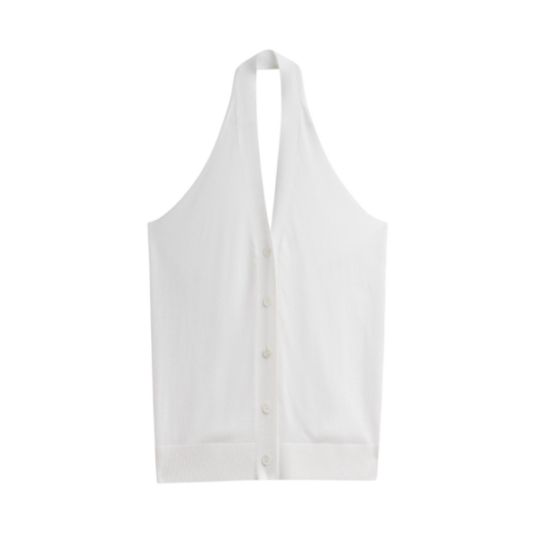 The Frankie Shop Nimi Knit Halter Top - White - Oversized Minimalist Tops in White - Shop at Coveti