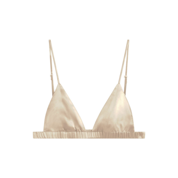 The Frankie Shop Nina Silk Bralette - Champagne - Oversized Minimalist Tops in Neutrals - Shop at Coveti