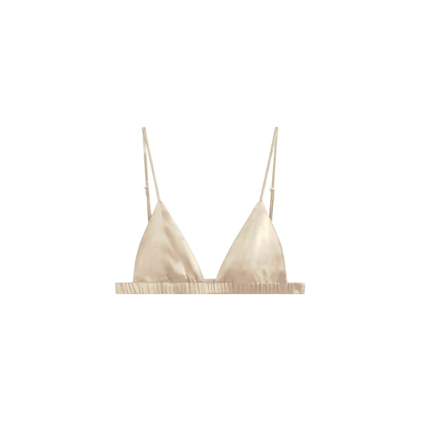 The Frankie Shop Nina Silk Bralette - Champagne - Oversized Minimalist Tops in Neutrals - Shop at Coveti
