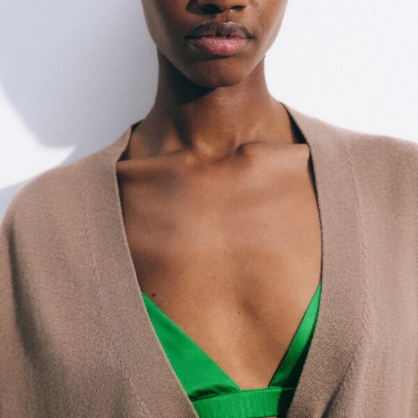 The Frankie Shop Nina Silk Bralette - Kelly Green - Oversized Minimalist Tops in Green - Shop at Coveti