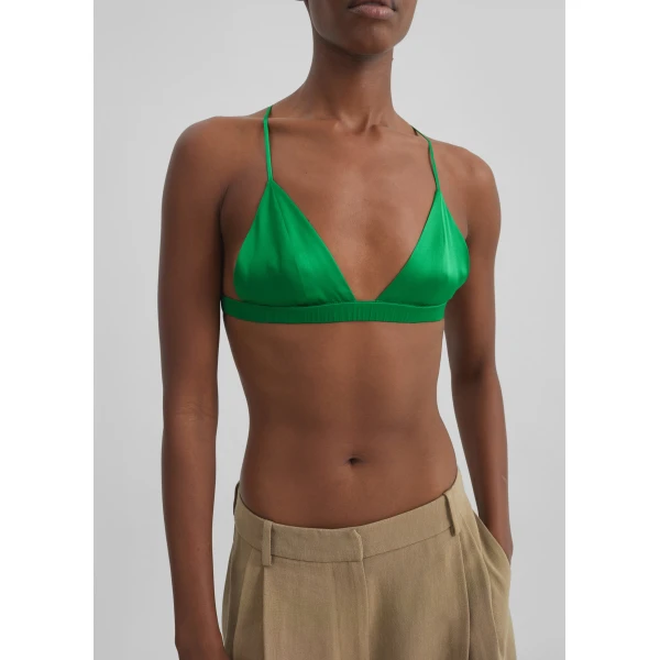 The Frankie Shop Nina Silk Bralette – Kelly Green, view 4