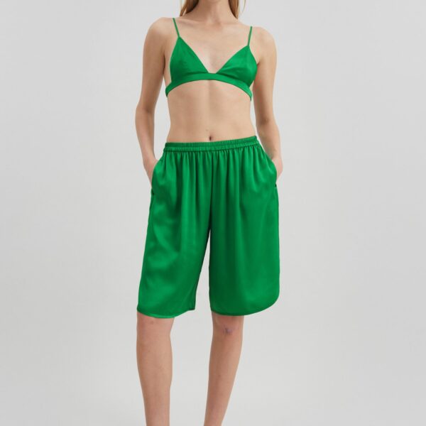 The Frankie Shop Nina Silk Bralette - Kelly Green - Oversized Minimalist Tops in Green - Shop at Coveti