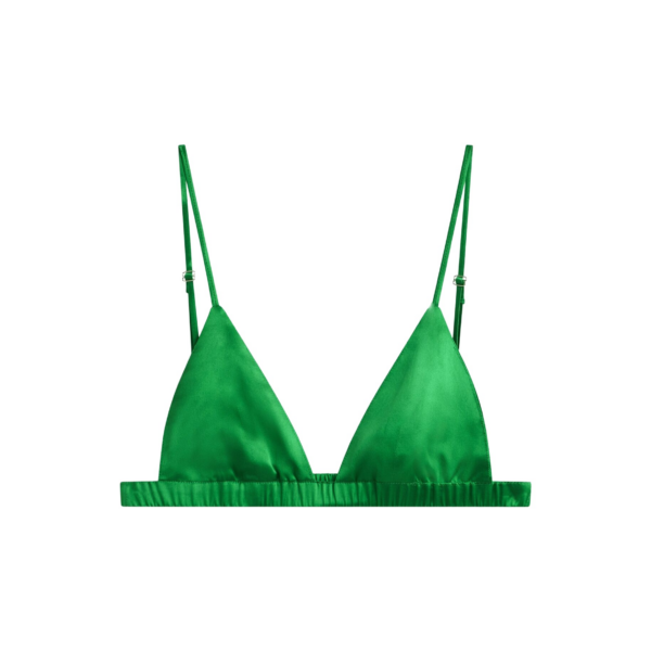 The Frankie Shop Nina Silk Bralette - Kelly Green - Oversized Minimalist Tops in Green - Shop at Coveti