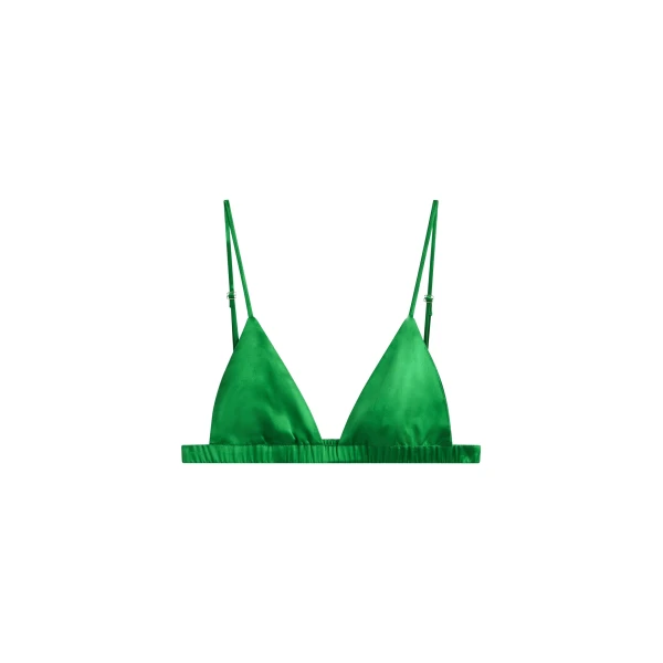 The Frankie Shop Nina Silk Bralette - Kelly Green - Oversized Minimalist Tops in Green - Shop at Coveti
