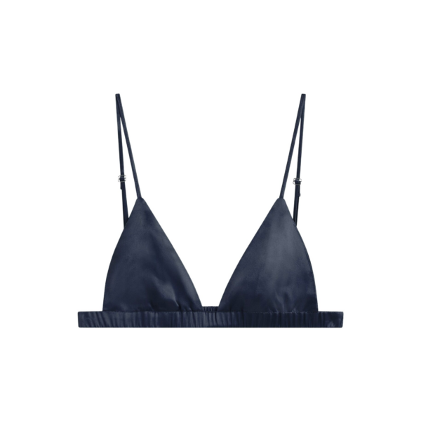 The Frankie Shop Nina Silk Bralette - Navy - Oversized Minimalist Tops in Blue - Shop at Coveti