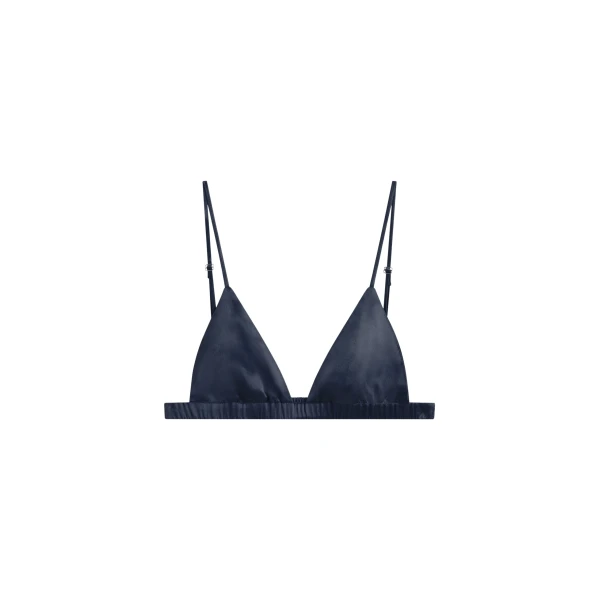 The Frankie Shop Nina Silk Bralette - Navy - Oversized Minimalist Tops in Blue - Shop at Coveti