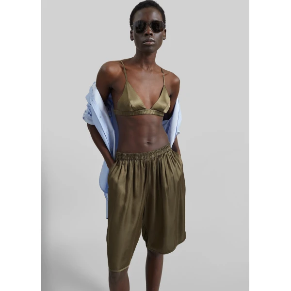 The Frankie Shop Nina Silk Bralette – Olive, view 2