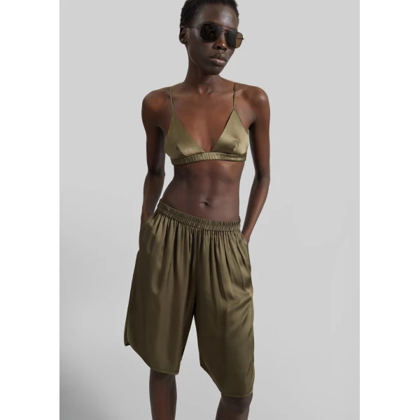 The Frankie Shop Nina Silk Bralette – Olive, view 4