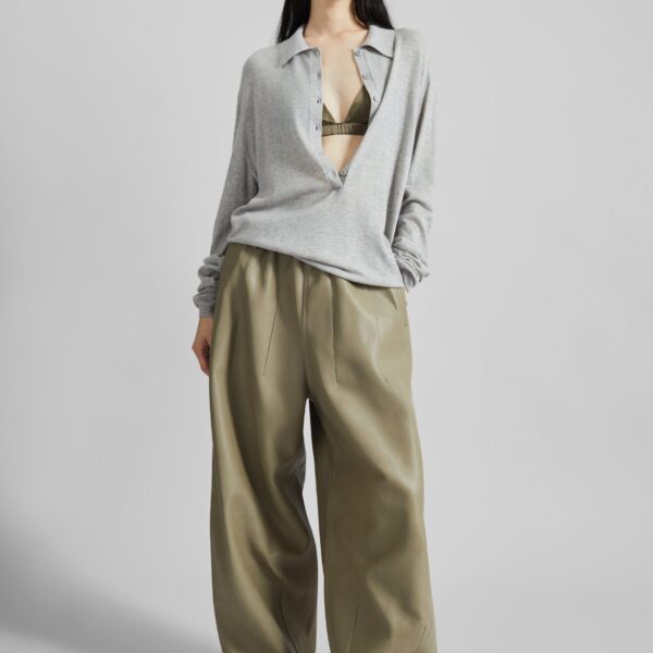 The Frankie Shop Nina Silk Bralette - Olive - Oversized Minimalist Tops in Green - Shop at Coveti