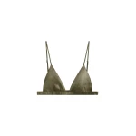 The Frankie Shop Nina Silk Bralette - Olive - Oversized Minimalist Tops in Green - Shop at Coveti