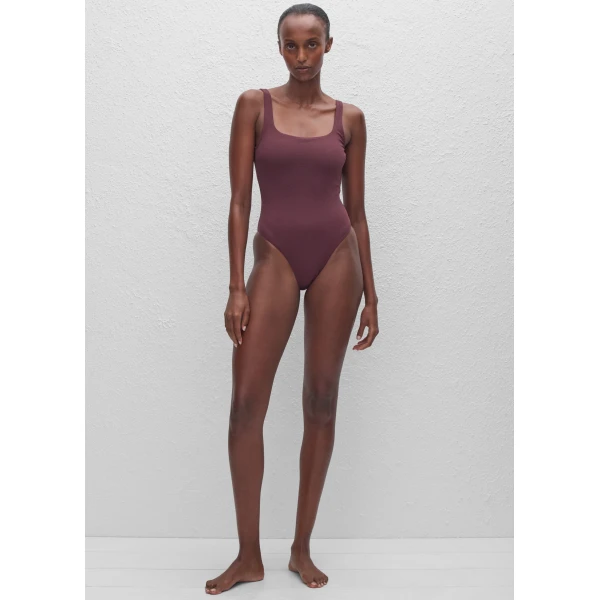 The Frankie Shop Nineties Maillot – Aubergine Crinkle, view 2