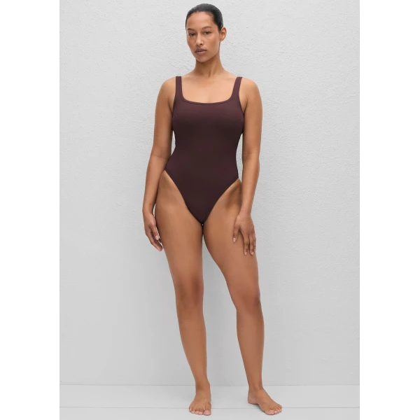 The Frankie Shop Nineties Maillot – Aubergine Crinkle, view 3