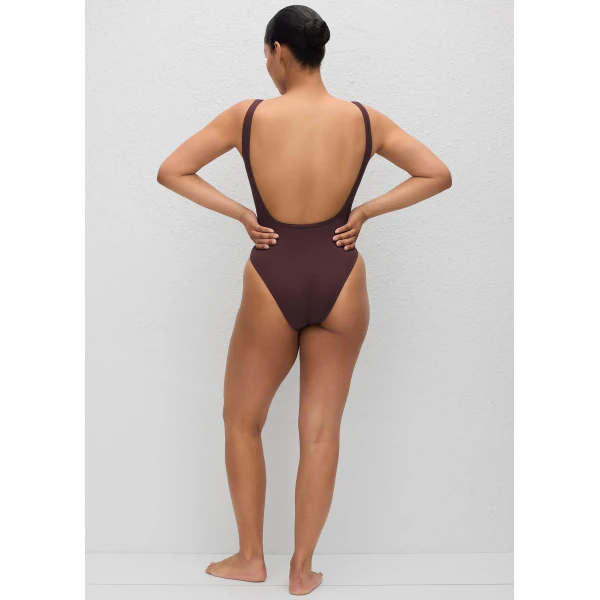 The Frankie Shop Nineties Maillot – Aubergine Crinkle, view 6