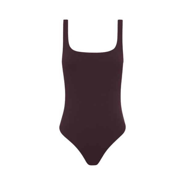 The Frankie Shop Nineties Maillot - Aubergine Crinkle - Oversized Minimalist Bikini in Purple - Shop at Coveti