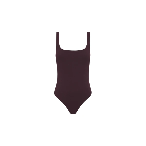 The Frankie Shop Nineties Maillot - Aubergine Crinkle - Oversized Minimalist Bikini in Purple - Shop at Coveti