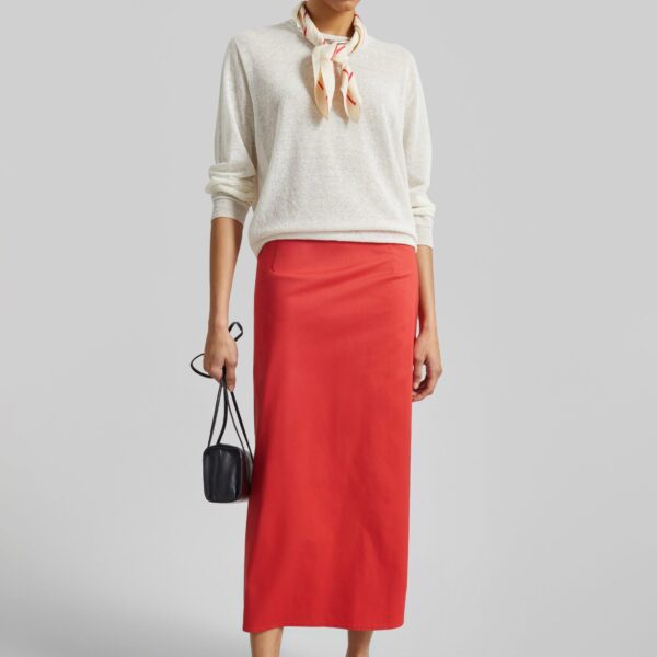 The Frankie Shop Nisa Midi Skirt - Red - Oversized Minimalist Skirts in Red - Shop at Coveti