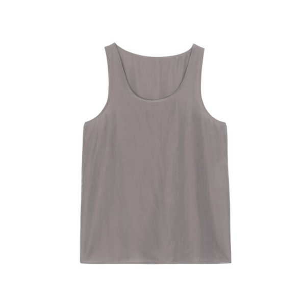The Frankie Shop Nivee Lustrous Boxy Tank - Dark Taupe - Oversized Minimalist Tops in Beige - Shop at Coveti