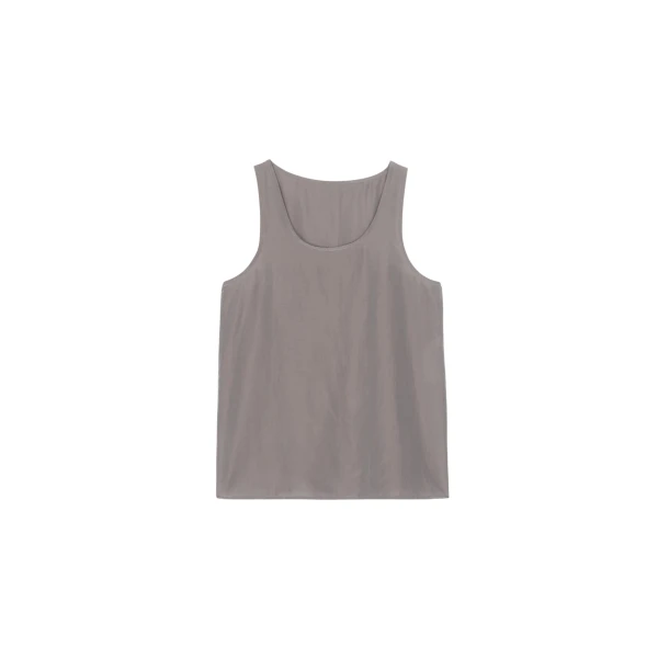 The Frankie Shop Nivee Lustrous Boxy Tank - Dark Taupe - Oversized Minimalist Tops in Beige - Shop at Coveti