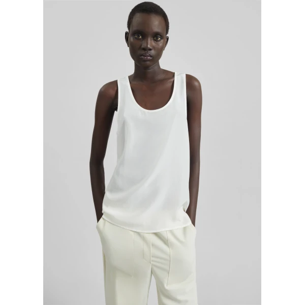 The Frankie Shop Nivee Lustrous Boxy Tank – Ivory Top, view 2
