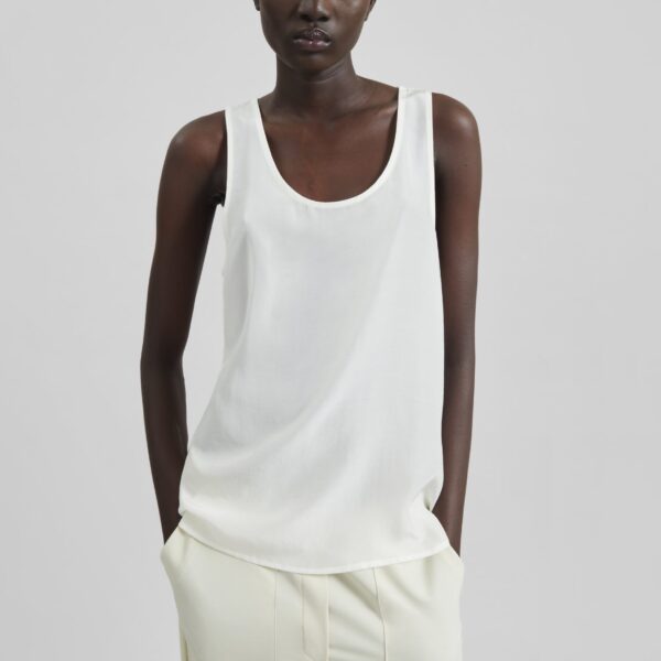 The Frankie Shop Nivee Lustrous Boxy Tank - Ivory - Oversized Minimalist Tops in Ivory - Shop at Coveti