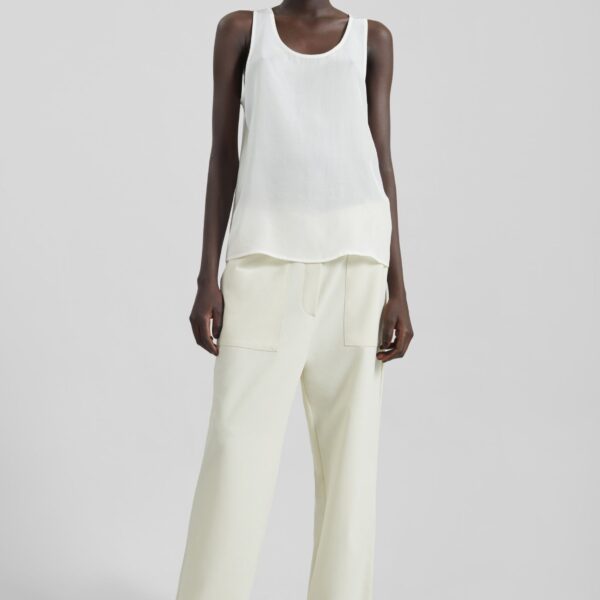 The Frankie Shop Nivee Lustrous Boxy Tank - Ivory - Oversized Minimalist Tops in Ivory - Shop at Coveti