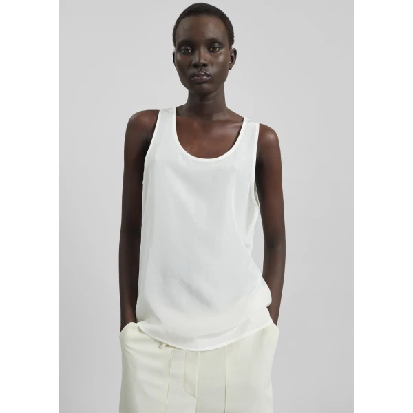 The Frankie Shop Nivee Lustrous Boxy Tank – Ivory Top, view 5