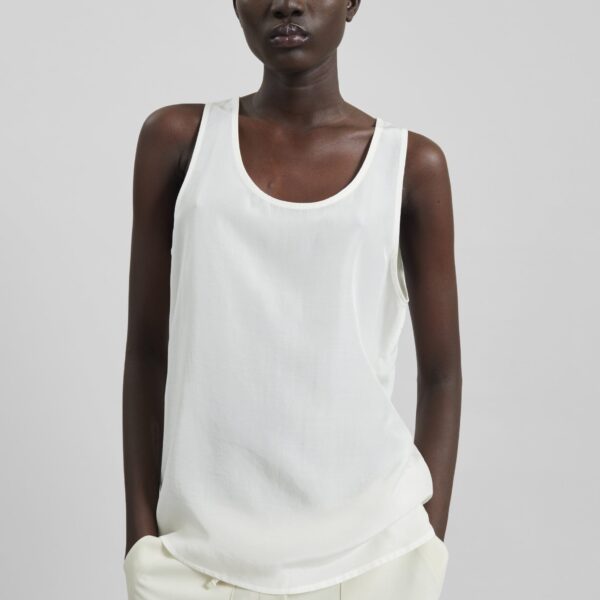 The Frankie Shop Nivee Lustrous Boxy Tank - Ivory - Oversized Minimalist Tops in Ivory - Shop at Coveti