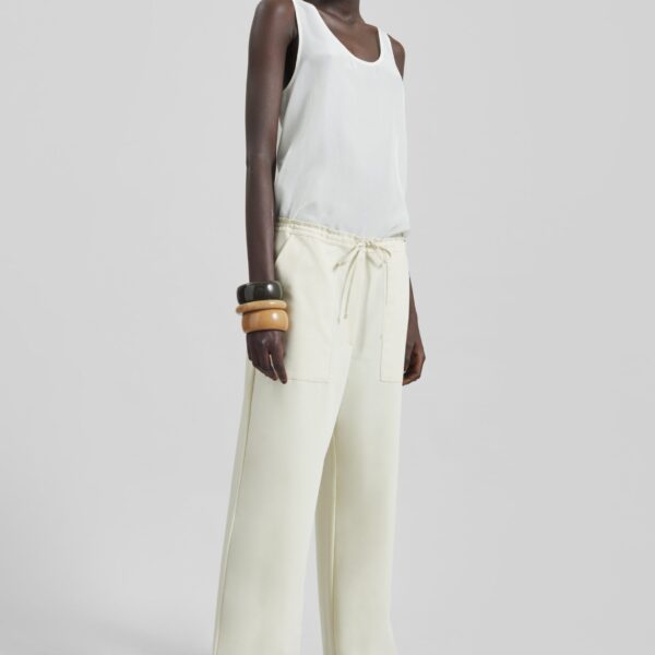 The Frankie Shop Nivee Lustrous Boxy Tank - Ivory - Oversized Minimalist Tops in Ivory - Shop at Coveti