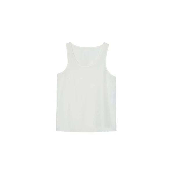 The Frankie Shop Nivee Lustrous Boxy Tank - Ivory - Oversized Minimalist Tops in Ivory - Shop at Coveti