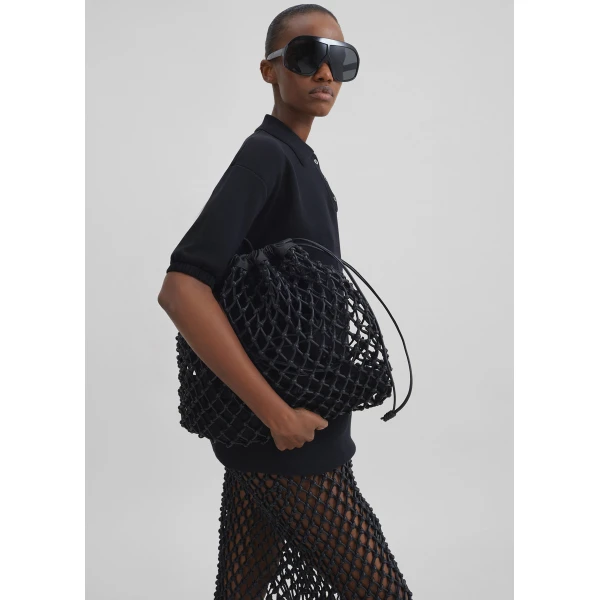 The Frankie Shop Nola Knit Polo Top – Black, view 5