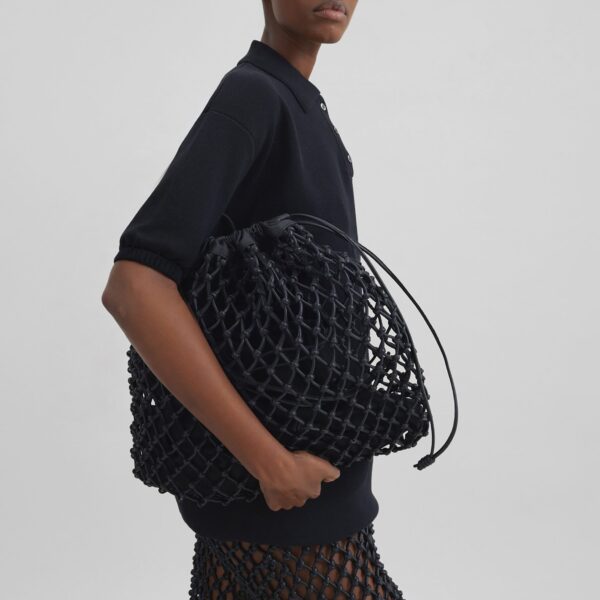 The Frankie Shop Nola Knit Polo Top - Black - Oversized Minimalist Tops in Black - Shop at Coveti