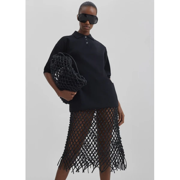 The Frankie Shop Nola Knit Polo Top – Black, view 6