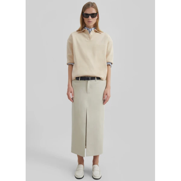 The Frankie Shop Nola Knit Polo Top – Cream, view 2