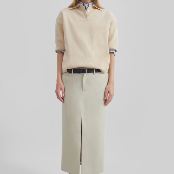 The Frankie Shop Nola Knit Polo Top - Cream - Oversized Minimalist Tops in Ivory - Shop at Coveti