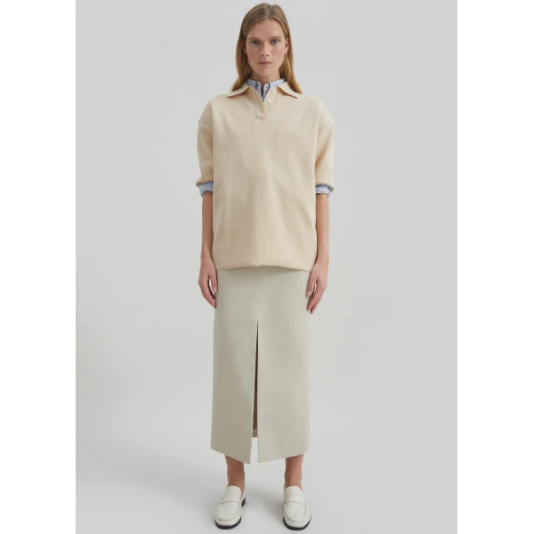 The Frankie Shop Nola Knit Polo Top – Cream, view 4