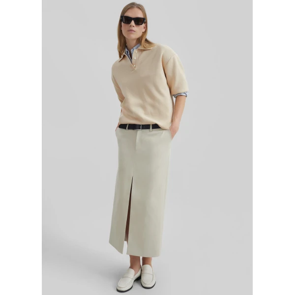 The Frankie Shop Nola Knit Polo Top – Cream, view 6