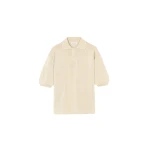 The Frankie Shop Nola Knit Polo Top - Cream - Oversized Minimalist Tops in Ivory - Shop at Coveti