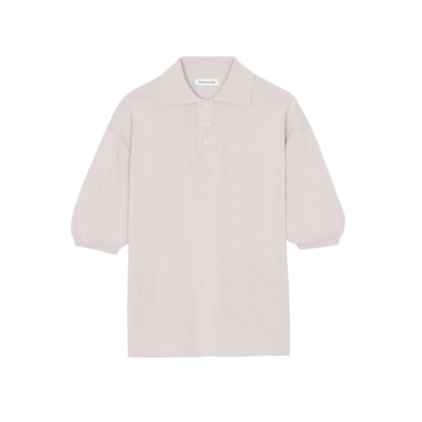 The Frankie Shop Nola Knit Polo Top - Slate Grey - Oversized Minimalist Tops in Grey - Shop at Coveti