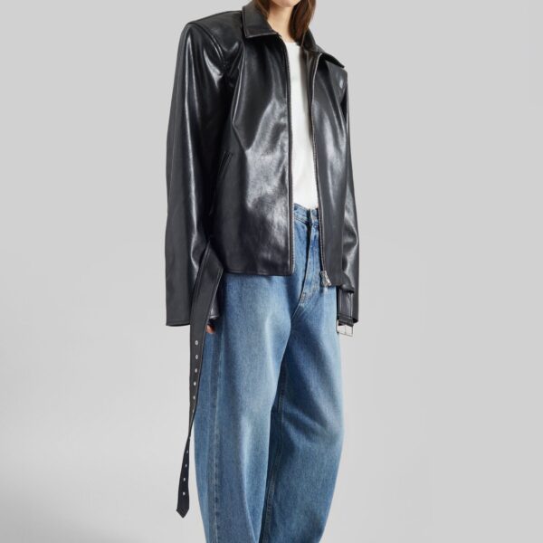 The Frankie Shop Norbury Faux Leather Jacket - Black - Oversized Minimalist Jackets in Black - Shop at Coveti