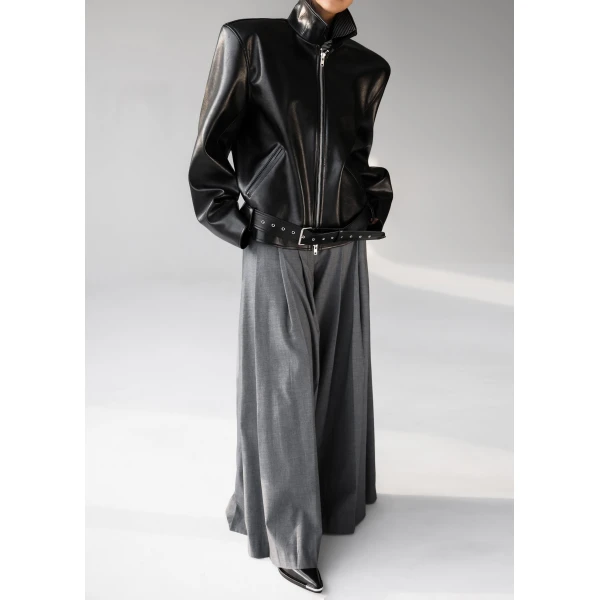 The Frankie Shop Norbury Faux Leather Jacket – Black, view 3